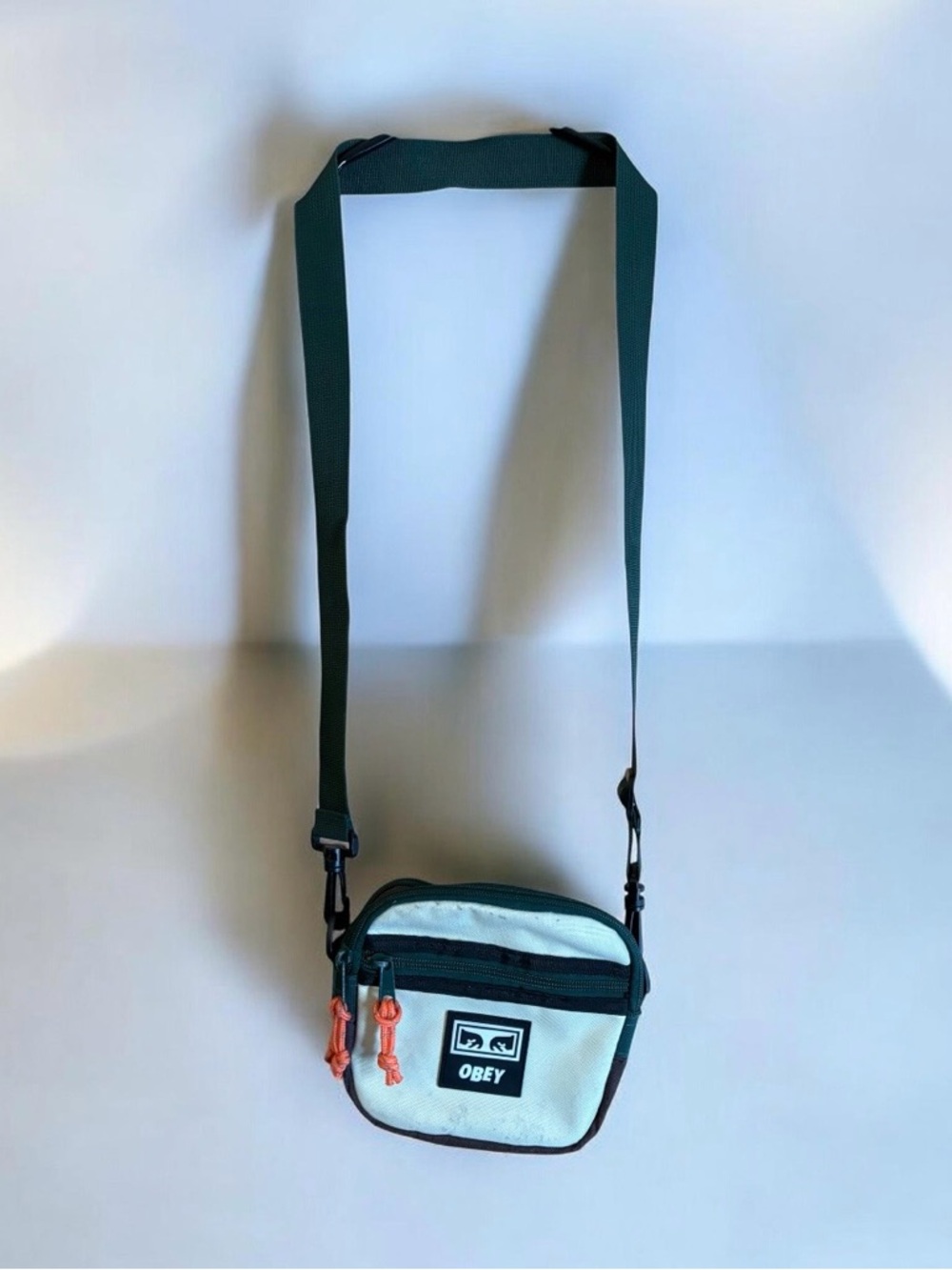 Obey Light Blue Crossbody Bag with Dark Teal Strap